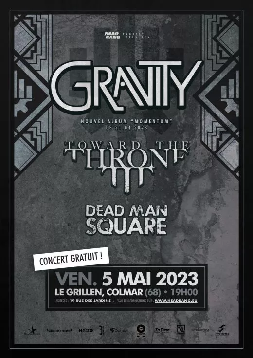 Affiche du concert de Gravity et Toward The Throne au Grillen de Colmar